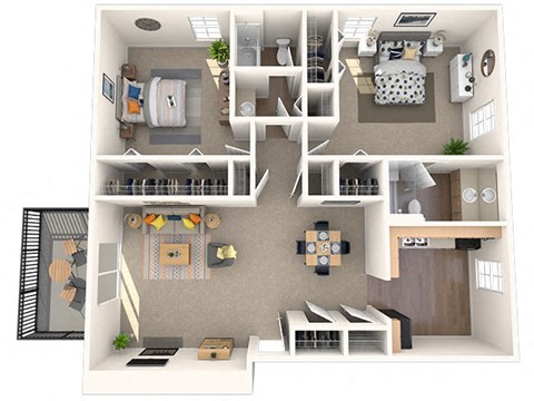 Bradford Floor Plan at Coach House Apartments, Kansas City, 64131