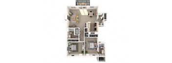 Canterbury Floor Plan at Coach House Apartments, Kansas City
