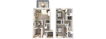 Essex Floor Plan at Coach House Apartments, Kansas City, MO, 64131