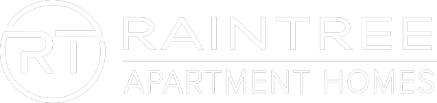 The image is a logo for Raintree Apartment Homes.