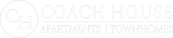 The image is of a logo for Coach House Apartments and Townhomes.