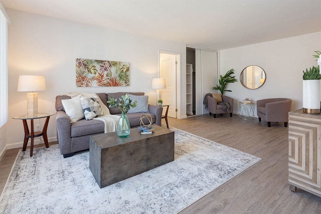 Modern Living Room at Three Crown Apartments, Alameda, CA