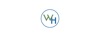 A blue circle with the letters W and H in green and blue respectively.