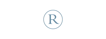 A blue letter R is in a circle.