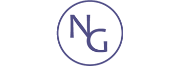 a blue and white circle with the letter nc inside of it