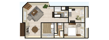 Ridge 2 BD 2 Bath 1253 sq Floor Plan at The Ridge Overland Park, Overland Park, KS