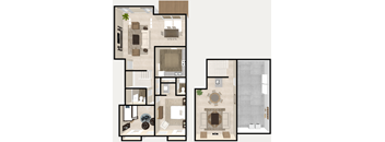 2 Bedroom Floor Plan at The Ridge Overland Park, Overland Park, Kansas