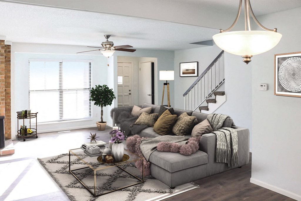 Living Room with Fireplace at The Ridge Overland Park, Overland Park, 66212