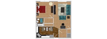 3D Floor Plan at Waldo Heights, Kansas City, MO, 64131
