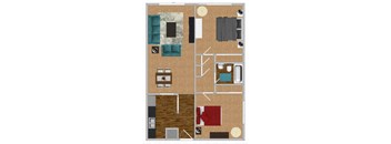 3D Floor Plan at Waldo Heights, Kansas City, MO, 64131