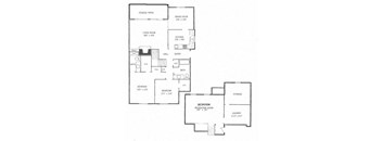 Two Bedroom Duplex 1510 sqft at Canyon Creek Apartments, Kansas City, MO, 64132