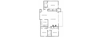 a floor plan of a house with bedrooms and a living room