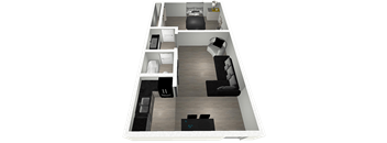 1 Bedroom East Floor Plan at Raintree Apartments, Topeka, KS