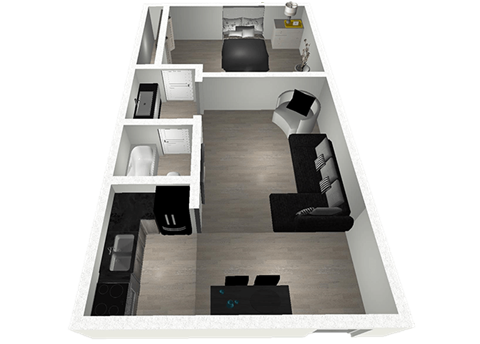 1 Bedroom East Floor Plan at Raintree Apartments, Topeka, KS