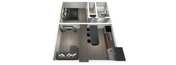 1 Bedroom JR Floor Plan at Raintree Apartments, Kansas, 66614