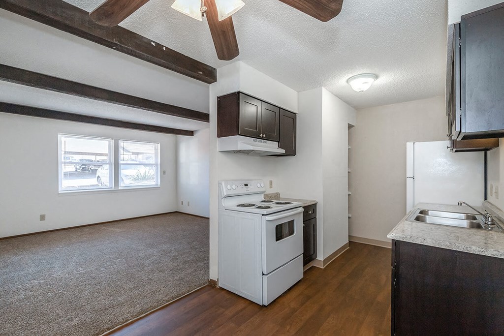 West Two Bedroom Full View from Dining Room at Raintree Apartments, Kansas, 66614