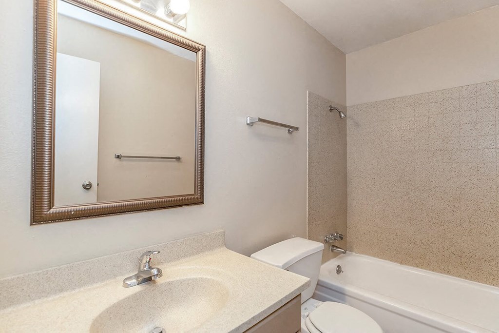Studio Bathroom at Raintree Apartments, Topeka, Kansas