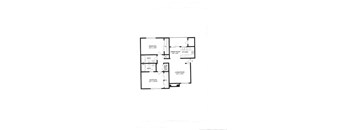 A floor plan of a house with a bedroom, bathroom, living room and kitchen.