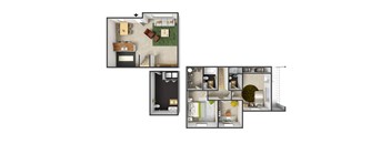 Beaujolais Floor Plan at Commons at Sylvan Highlands Apartments, Portland