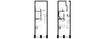 floor plan of upper and lower floors of the modern home