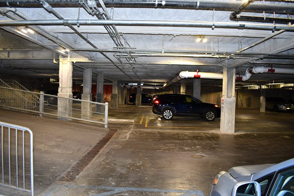 a car parked in a parking garage