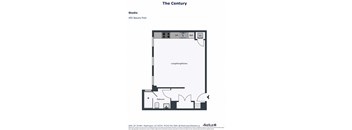 A floor plan for a studio apartment sized at 455 square feet.