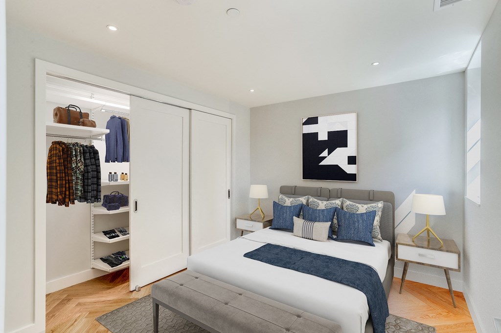 The Stanton one bedroom unit with custom Elfa closets