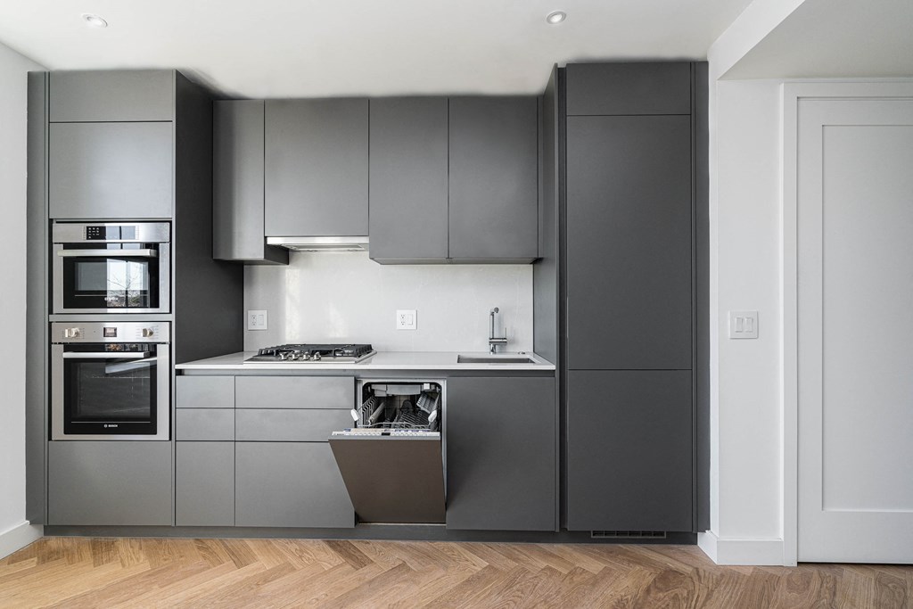 The Stanton studio kitchen with dishwasher