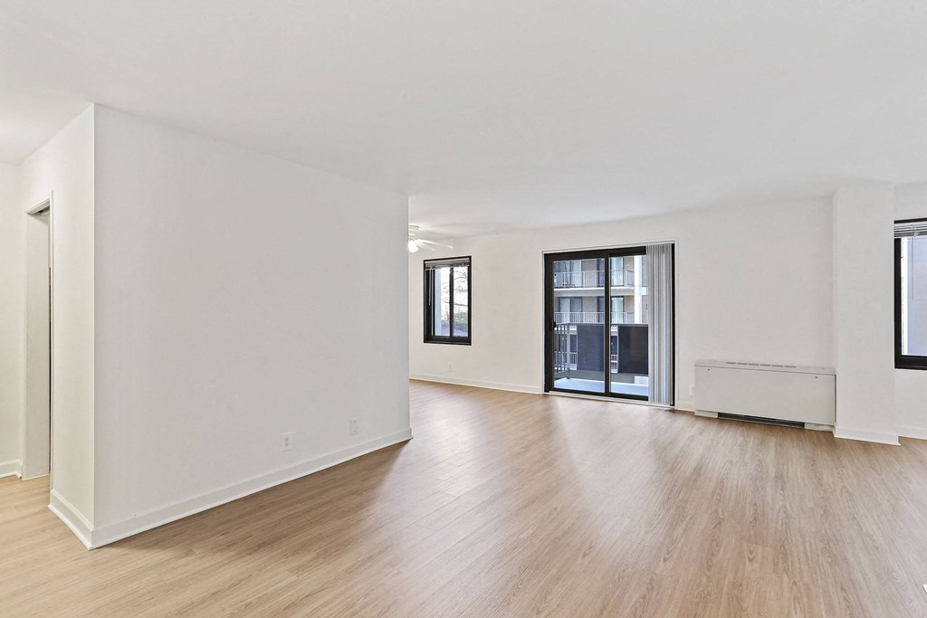 living room and a walk out private balcony
