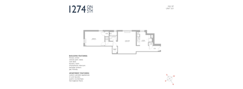 A floor plan for an apartment at 1274 5th street shows the layout of the rooms and building features.