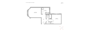 a floor plan of a house with a bedroom and a living room