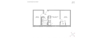 a floor plan of a house with a bedroom and a bathroom
