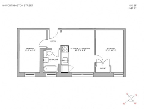 a floor plan of a house with a bedroom and a bathroom