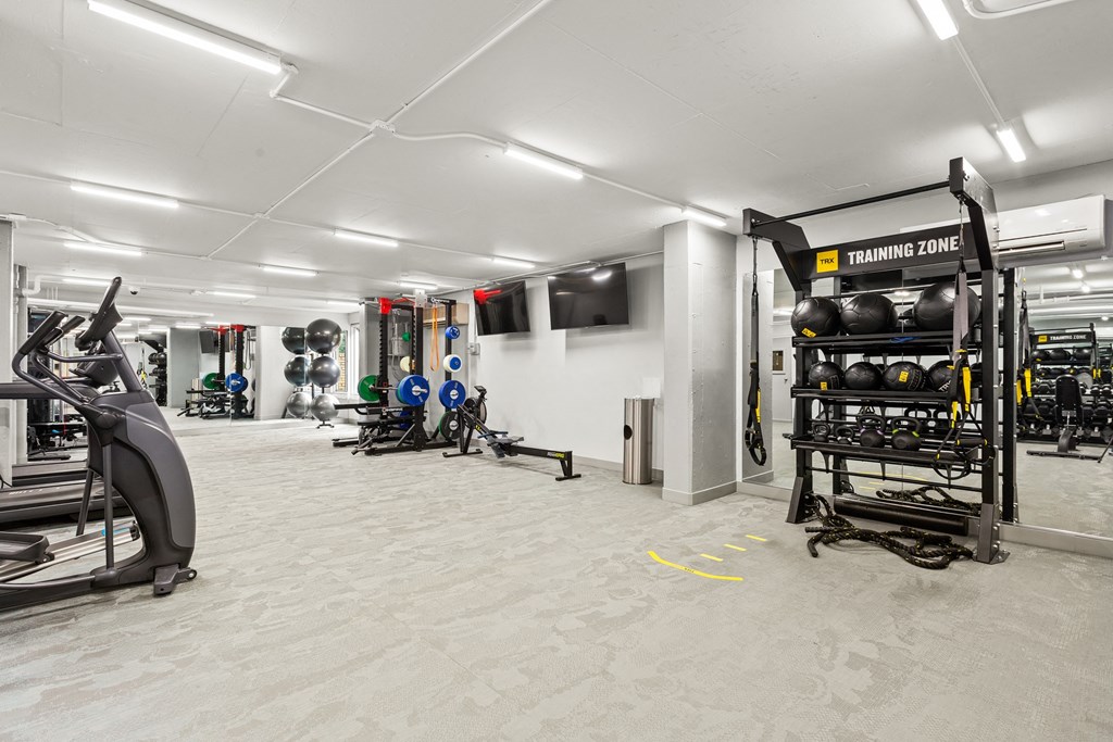the gym at the m on hennepin apartments