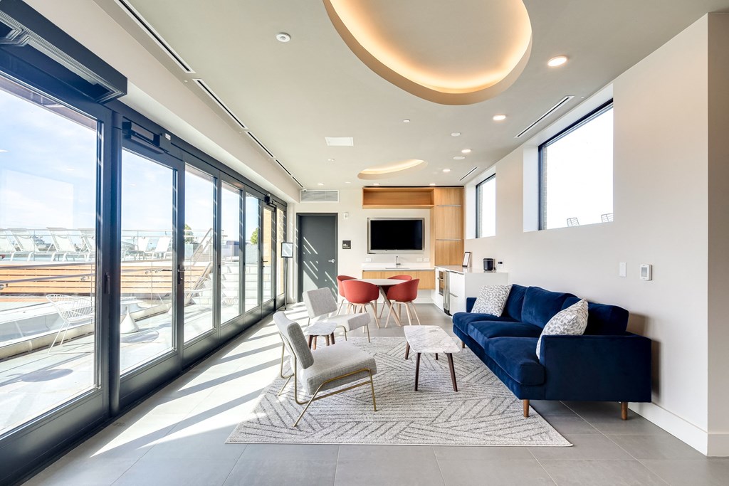 The Stanton rooftop clubroom and kitchen