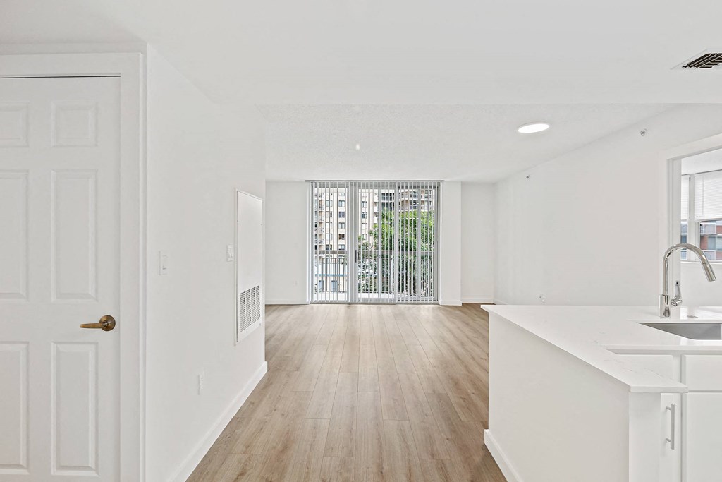 renovated unit with Kaindl flooring throughout