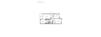 the floor plan of 2 bedroom 1 bath