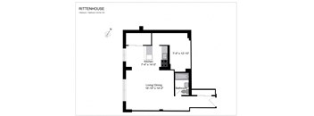 a floor plan of a house with a bedroom and a living room