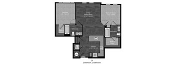 Angelou 2 Bedroom with dimensions