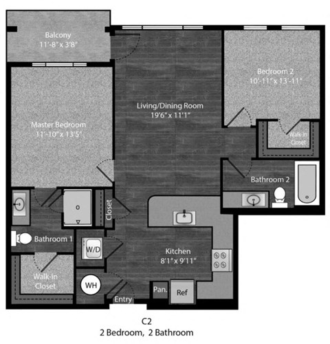 Christie 2 Bedroom with dimensions