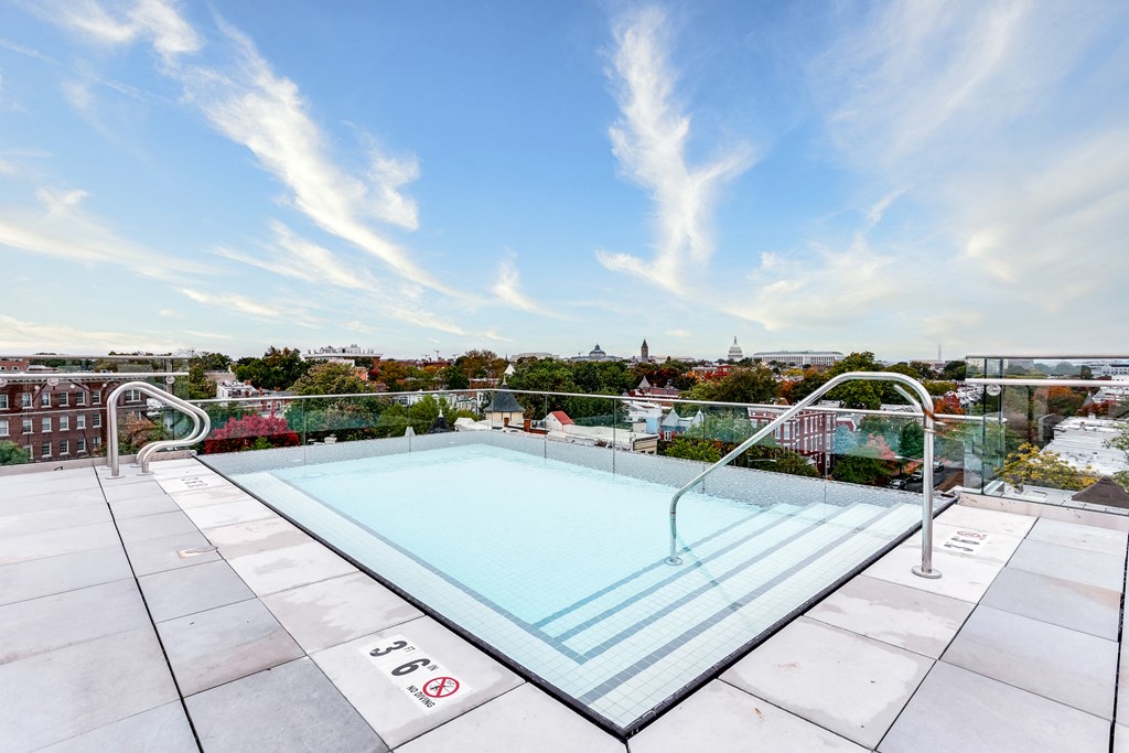 The Stanton infinity rooftop pool with monument views