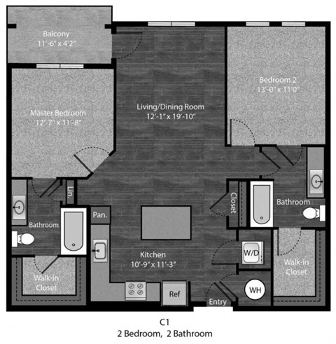 Twain 2 Bedroom with dimensions