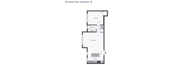 A floor plan of a 38 apartment sized apartment with 620 square feet.
