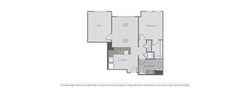 Image of a 1 bed 1 bath + den floor plan
