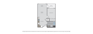 Image of a 1 bed 1 bath floor plan