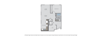 Image of a 1 bed 1 bath + den floor plan