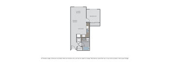 Image of a 1 bed 1 bath floor plan