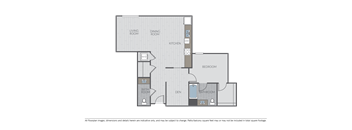 Image of a 1 bed 1 bath + den floor plan