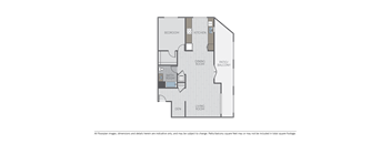 Image of a 1 bed 1 bath + den floor plan