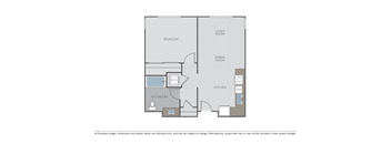 Image of a 1 bed 1 bath floor plan